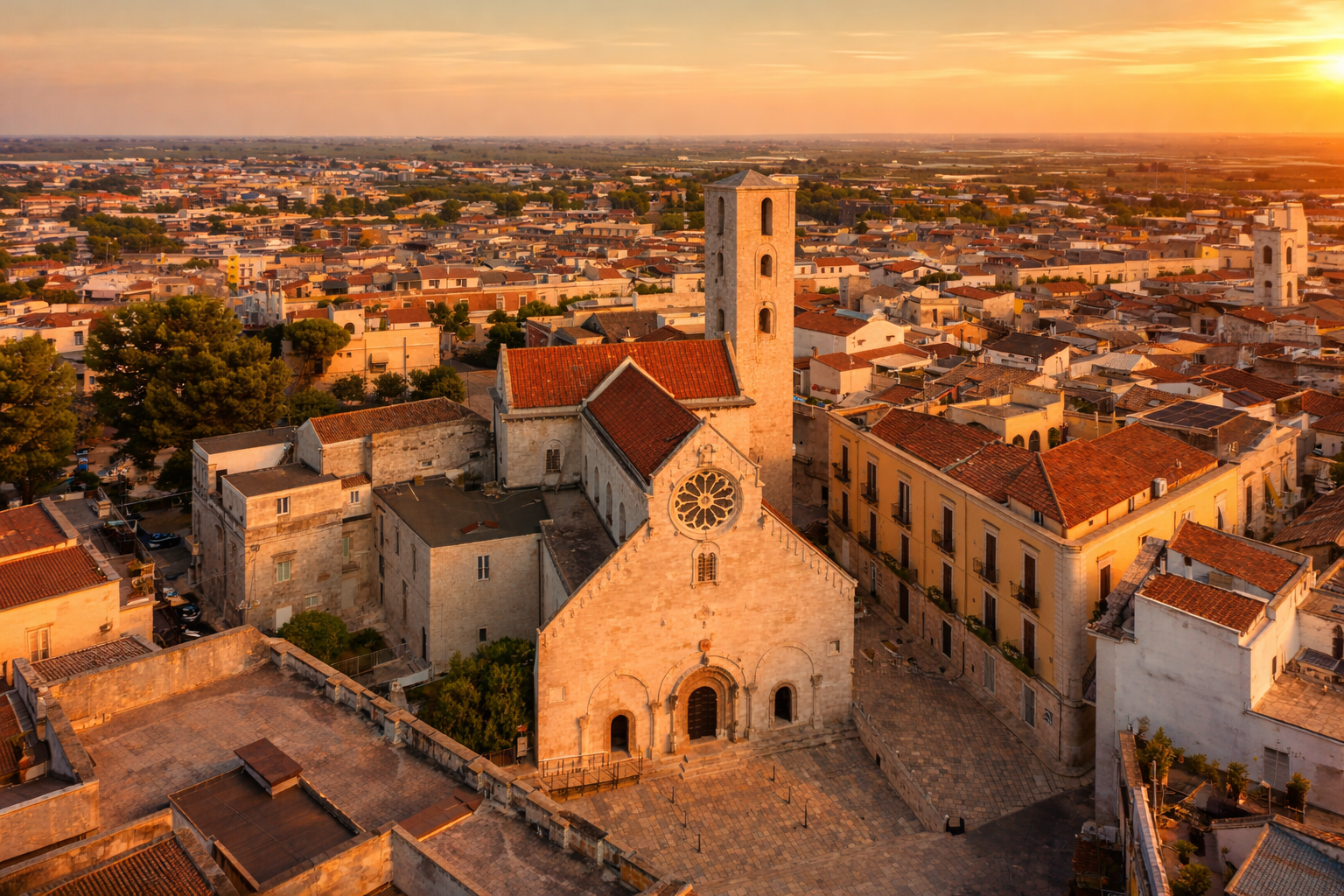 Veduta panoramica di Ruvo di Puglia con la Cattedrale e il centro abitato